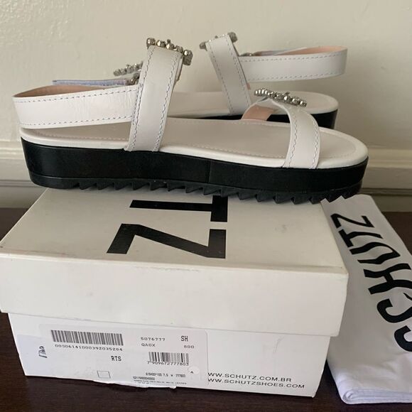 Schutz Rutz crystal buckle leather sandal size 7,5 new - Picture 9 of 9